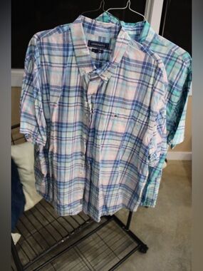 Men’s Plaid Button Down Shirt Bundle XXL Short Sleeve Casual Shirts